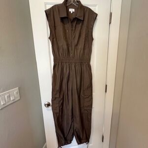 Pistola Tan Parachute Cargo Utility Jumpsuit Sz M Athleisure Career Travel